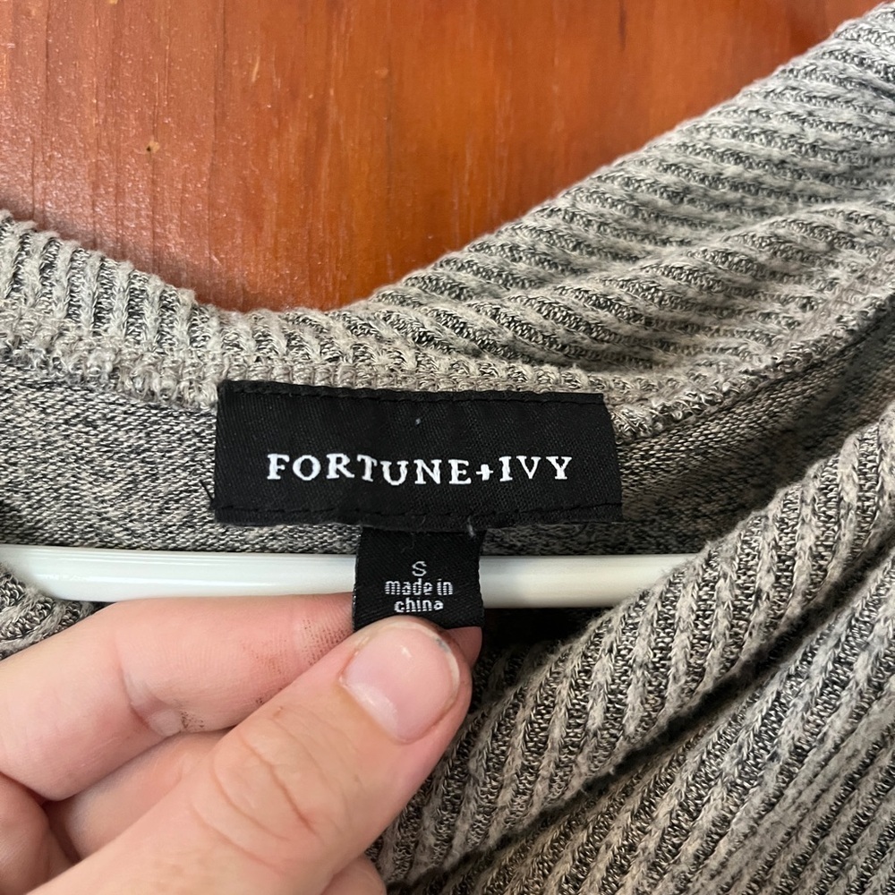 Fortune + Ivy Elegant Gray Cowl Neck Sweater with Button Details. BRAND NEW - Picture 3 of 8